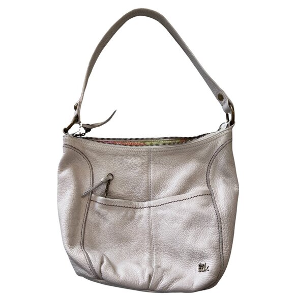 The Sak | Iris Leather Hobo Bag | Ivory Cream | Pebbled Shoulder Purse - Picture 1 of 12